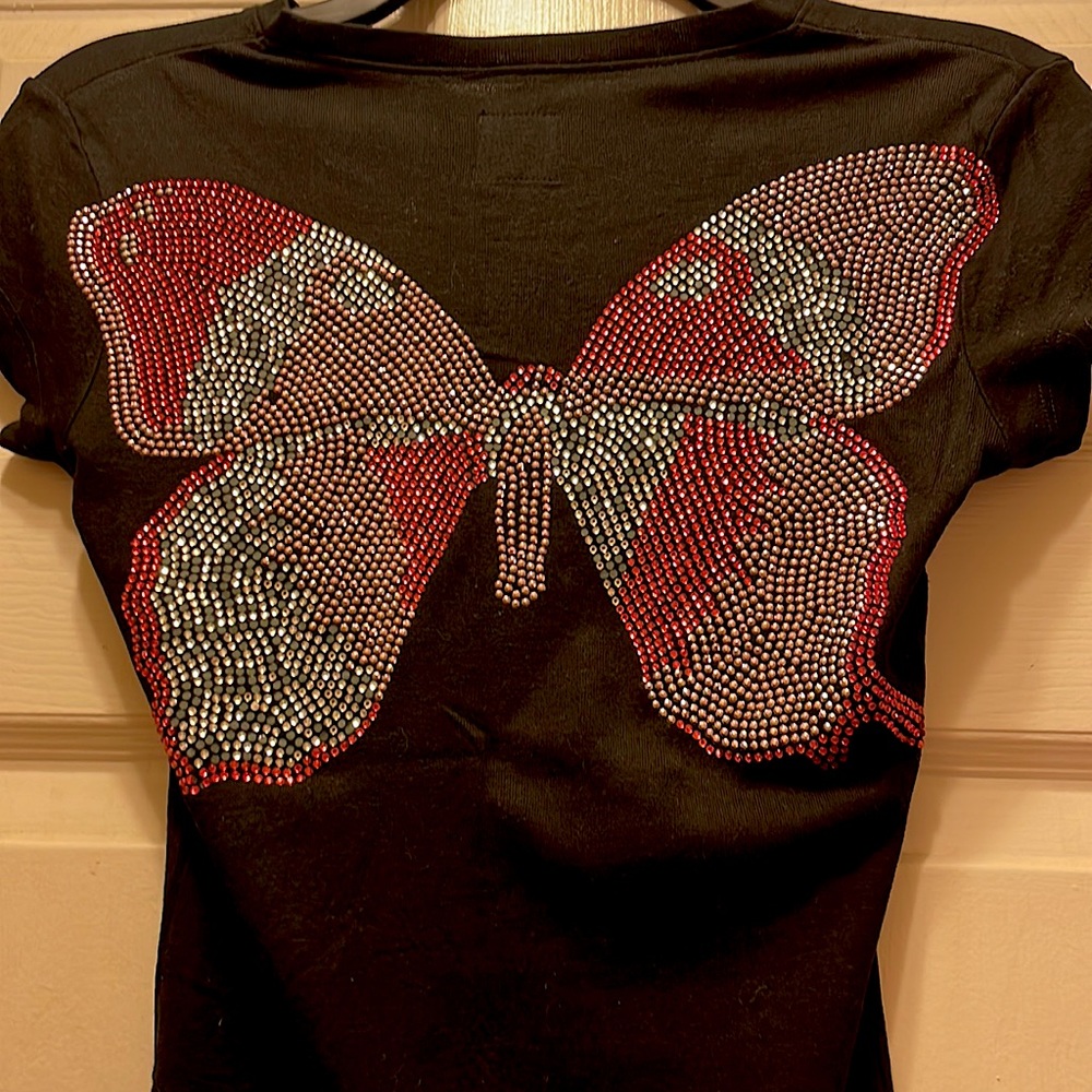 E.VIL Rhinestone butterfly back too Small